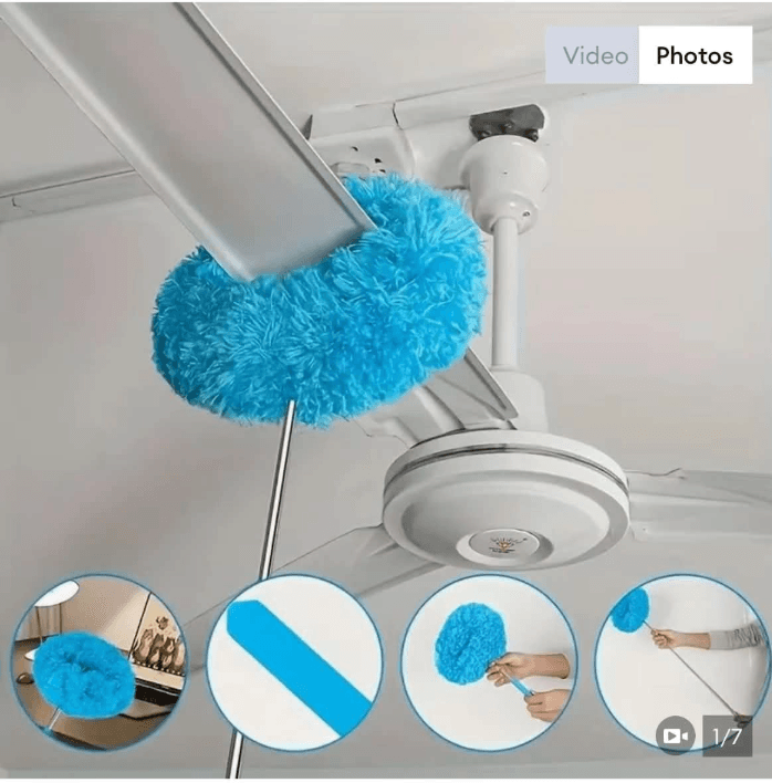 Household extended retractable stainless steel ceiling fan dust duster